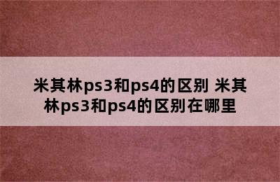 米其林ps3和ps4的区别 米其林ps3和ps4的区别在哪里